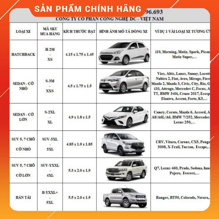 Bạt phủ xe hơi, ô tô các dòng xe 4,5,7 chỗ ngồi và bán tải - Giá tại xưởng sản xuất tốt nhất thị trườn SM