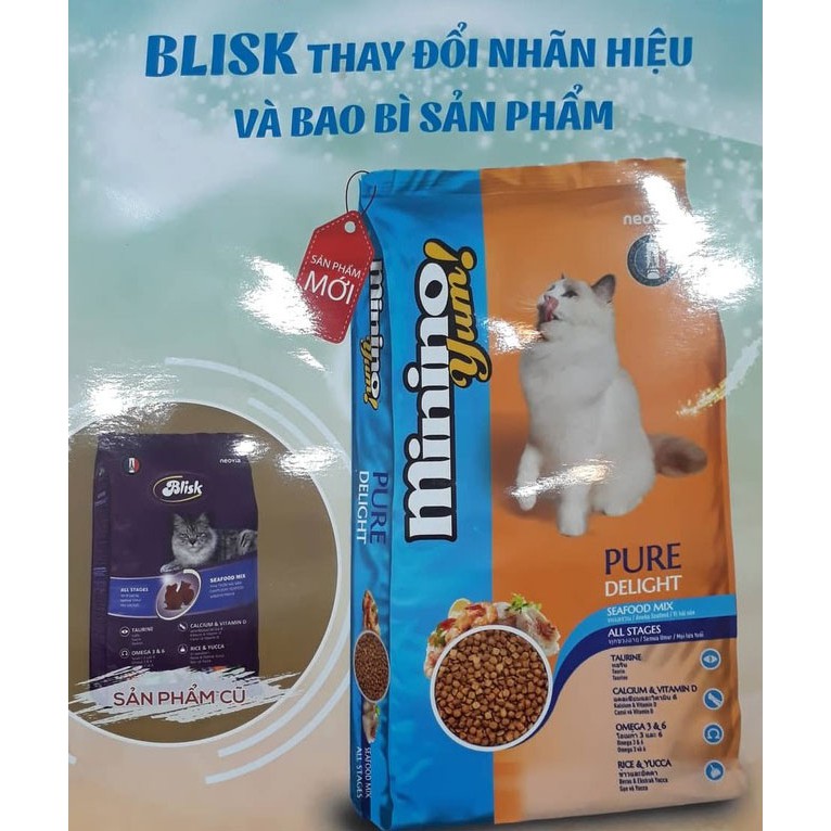 Combo 4,5kg Thức ăn cho mèo Minino Yum (Blisk mới) và Minino của Pháp