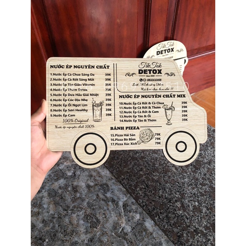 Menu gỗ 2 mặt thiết kế theo yêu cầu