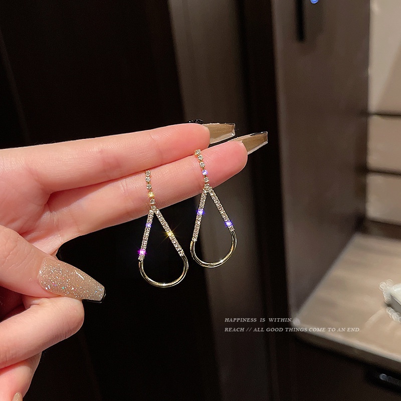 Bông tai đính đá phong cách preppy đơn giản ánh sáng sang trọng 19A1459