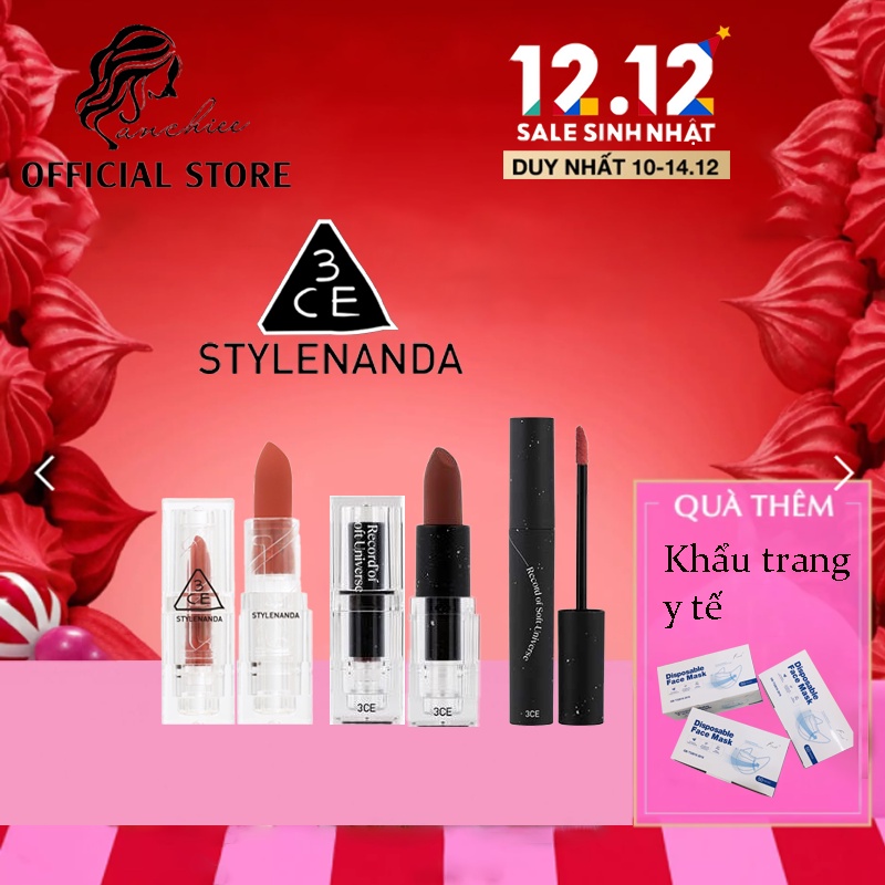 Son Thỏi PHIÊN BẢN GIỚI HẠN 3CE CLEAR LAYER EDITION Lên Màu Siêu Chuẩn 3CE Soft Matte Lipstick