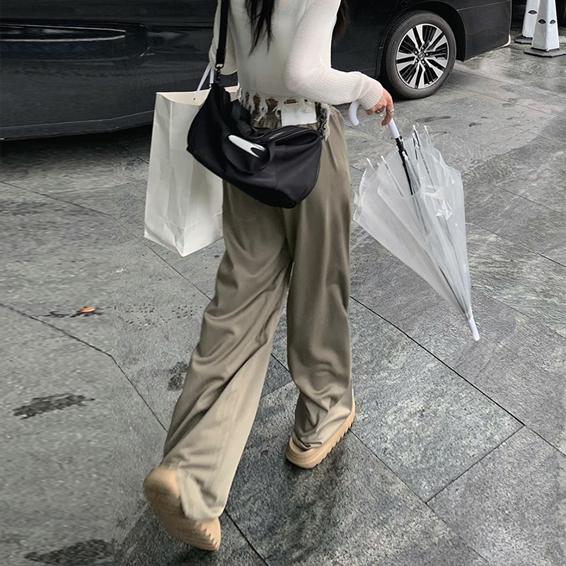 Quần thể thao ZHELIHANGFEI lưng cao ống suông phong cách retro