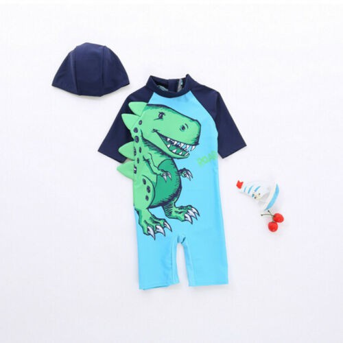 Bộ đồ bơi liền thân + Nón hình khủng long cho bé trai