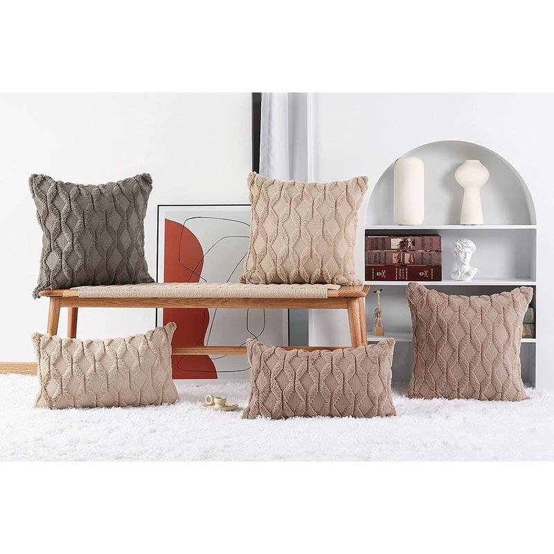 Vỏ bọc gối đệm ghế sofa chất liệu vải nhung ngắn mềm mại kích thước 18 * 18/16 * 16/20 * 20inch