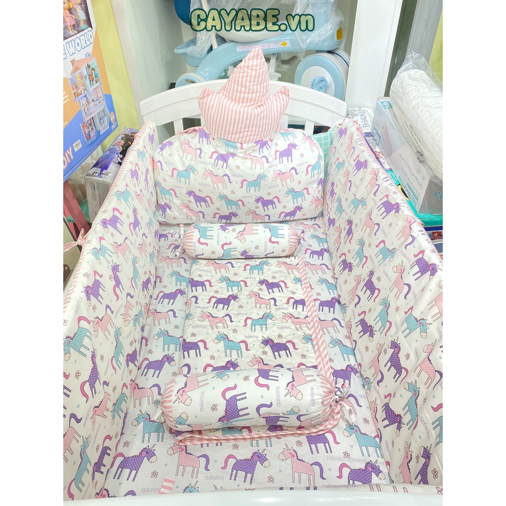 Quây cũi vải cho bé, quây sam xoắn CAYABE bao quanh nôi cũi em bé bảo vệ an toàn cho bé vải cotton 100% Hàn Quốc