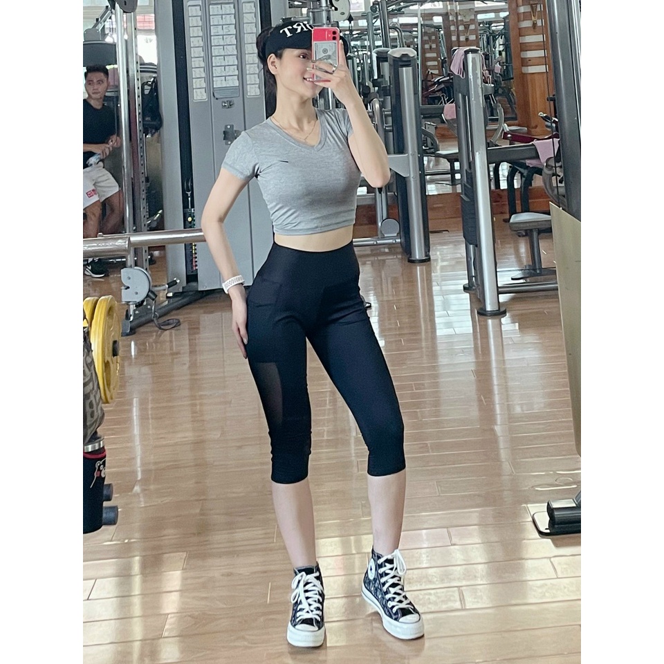 Aó croptop nữ, áo tập yoga, gym, aerobic thể thao Bin Sports A074