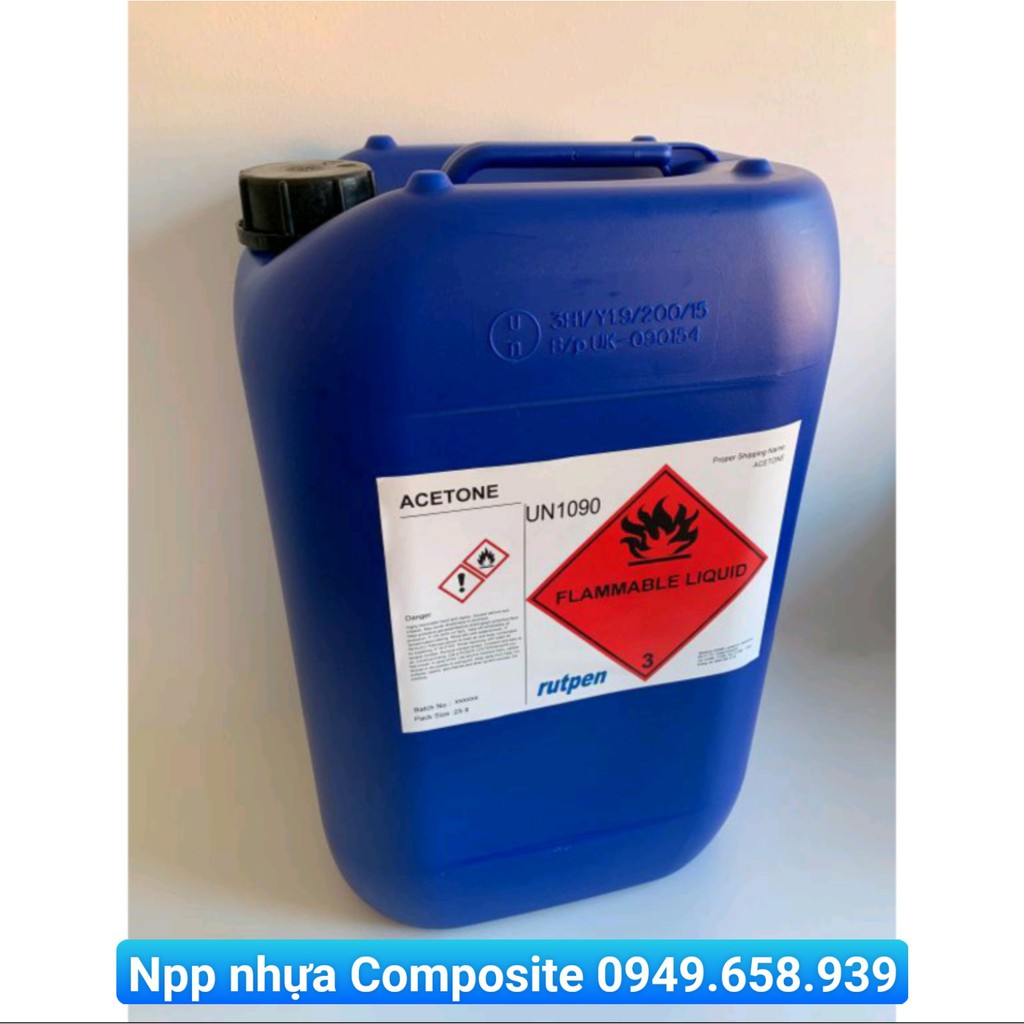 Dung môi acetone chất tẩy và pha loãng keo nhựa composite và ngành sơn