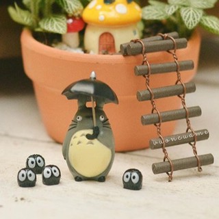 Phụ kiện tiểu cảnh: Totoro, Bồ hóng nhựa 5k/5bé, Thang cọc gỗ, nhà nấm vàng, Nấm xốp, Chậu đất nung