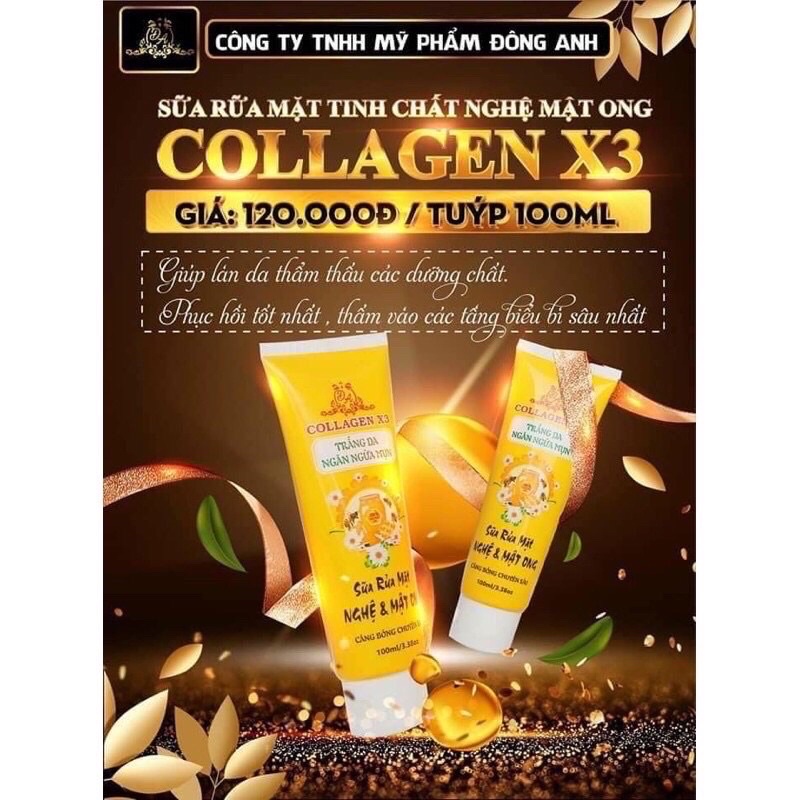 Sữa rửa mặt collagen X3 nghệ mật ong chính hãng Cty Đông Anh