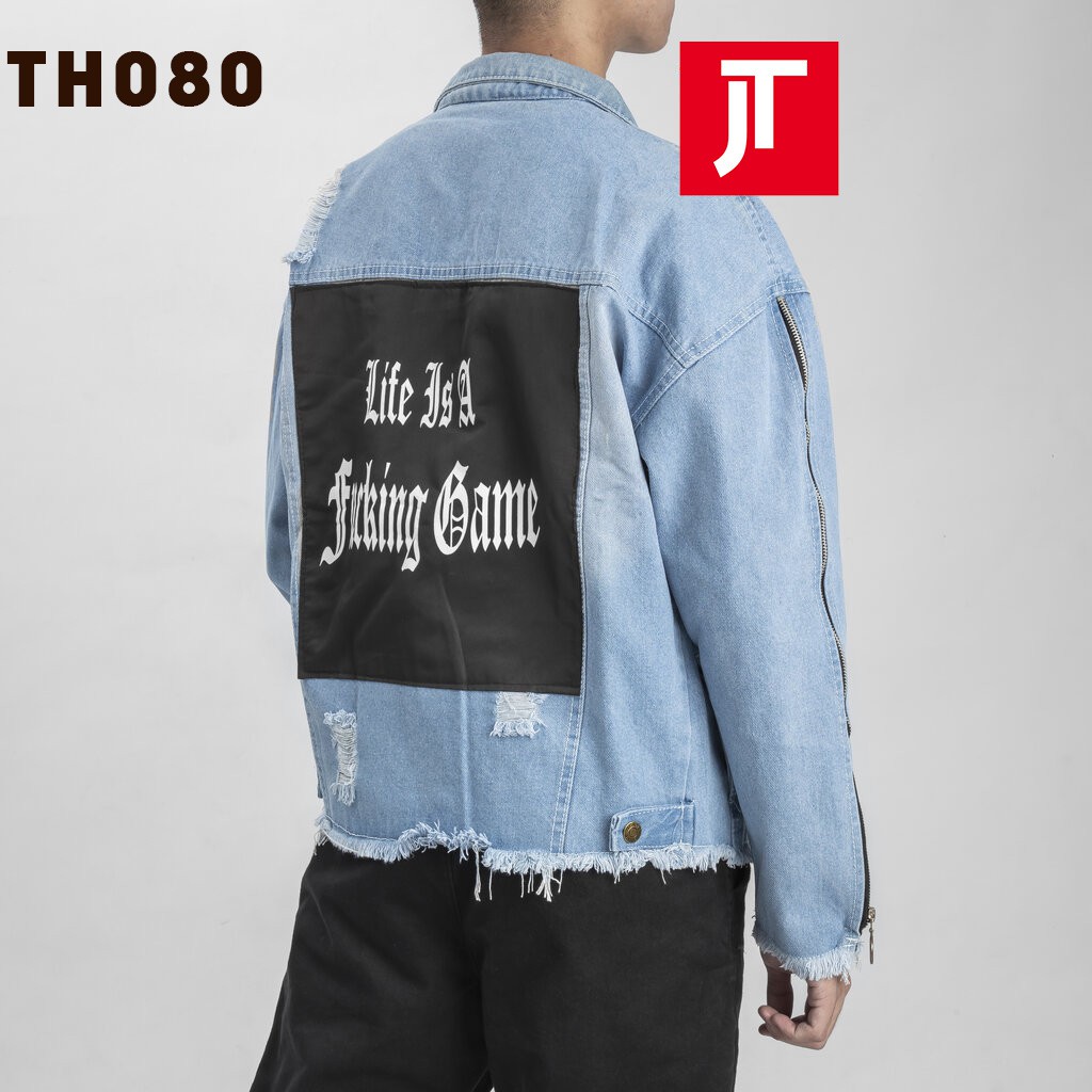 Áo khoác jean TH080 2 dây kéo cá tính may mạc life, áo bò nam phong cách cá tính