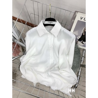 ANU705 - ÁO SƠ MI NỮ CỔ ĐỨC TRẮNG LỤA NGỌCTRAI