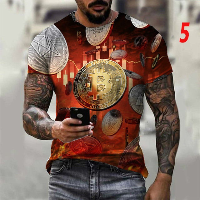 Áo thun nam ngắn tay in hình Bitcoin 3D