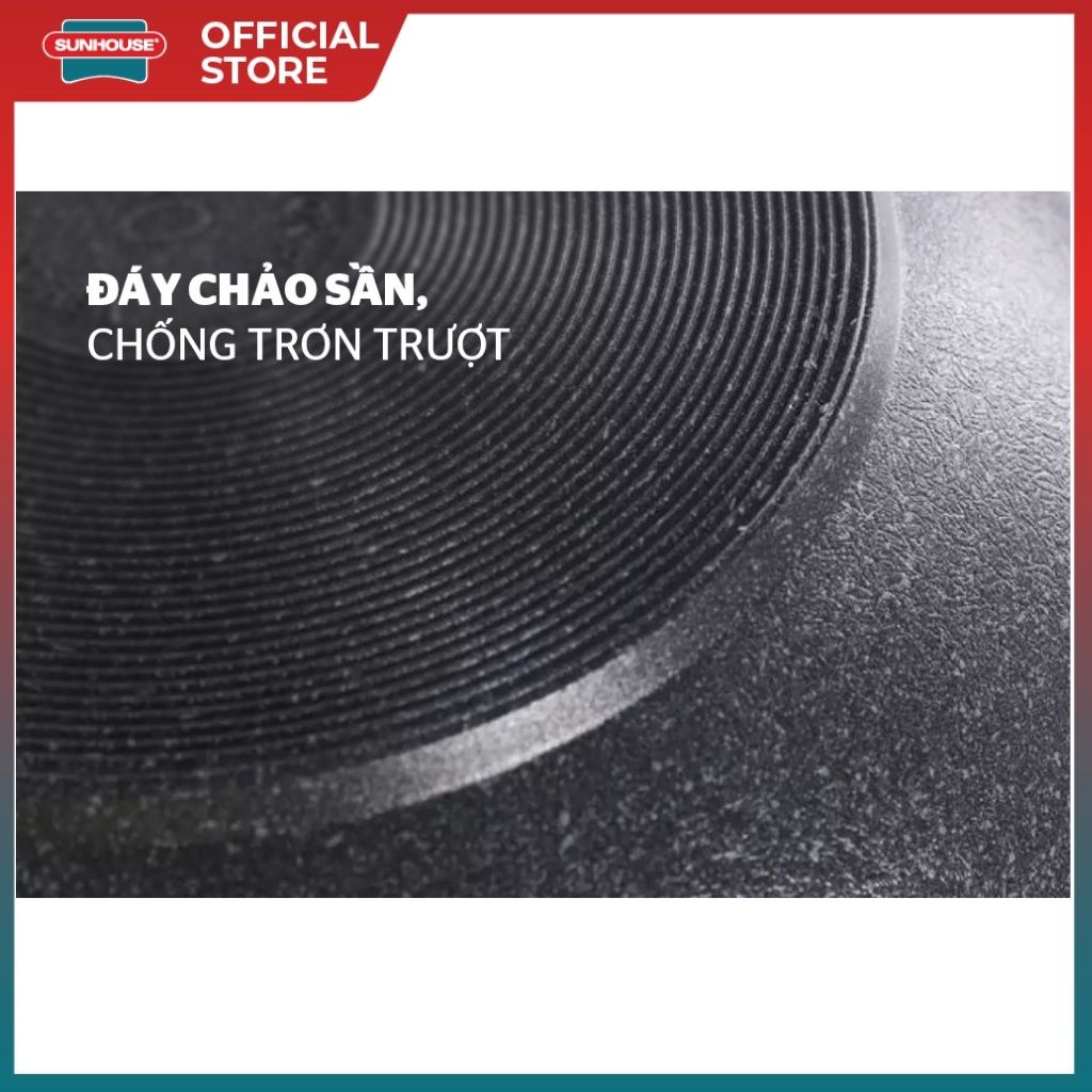 Chảo chống dính siêu bền đá sâu lòng SUNHOUSE sbds20-sbds28 công nghệ chống dính cao cấp an toàn sức khỏe