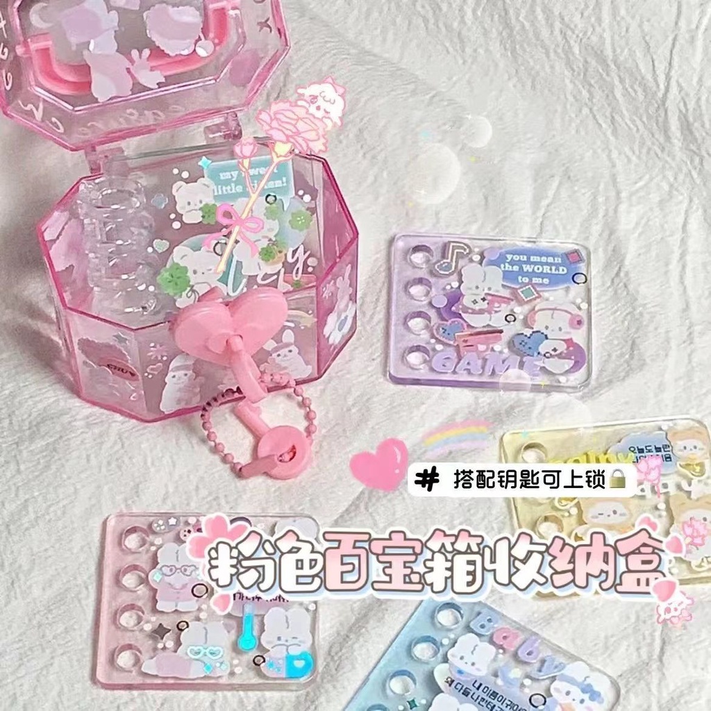 Hộp Đựng Trang Sức Mini Để Bàn Màu Hồng Kho Báu Dễ Thương