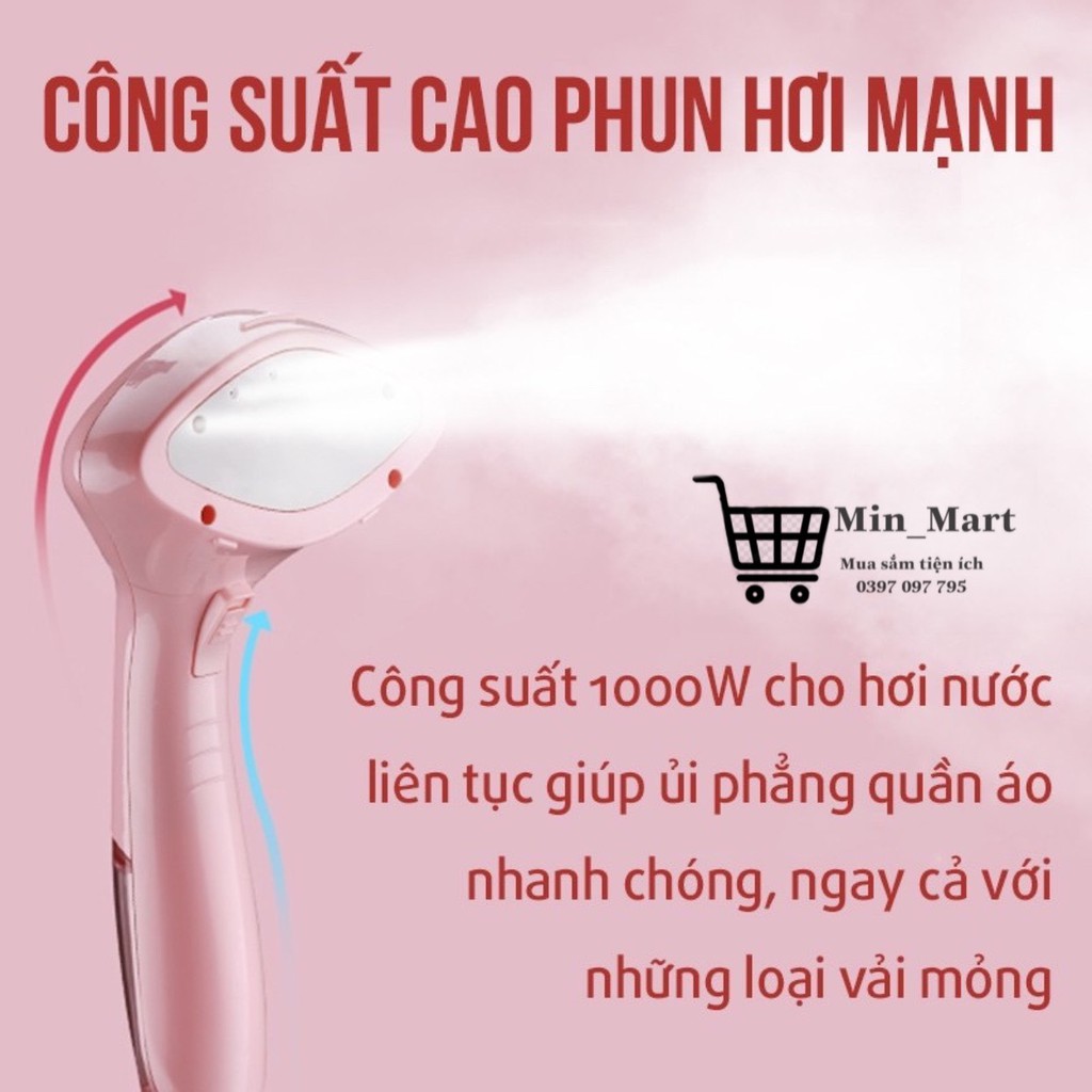 Bàn Ủi Hơi Nước Cầm Tay, Bàn Là Hơi Nước Ủi Đứng Ủi Ngang Công Suất 1000W Tiện Lợi, Nhanh Chóng