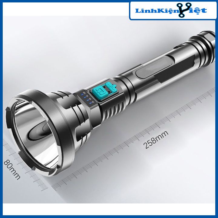 Đèn pin P700 công suất 10W pin 18650 cáp sạc USB chống nước siêu sáng làm đèn cắm trại, chiếu sáng