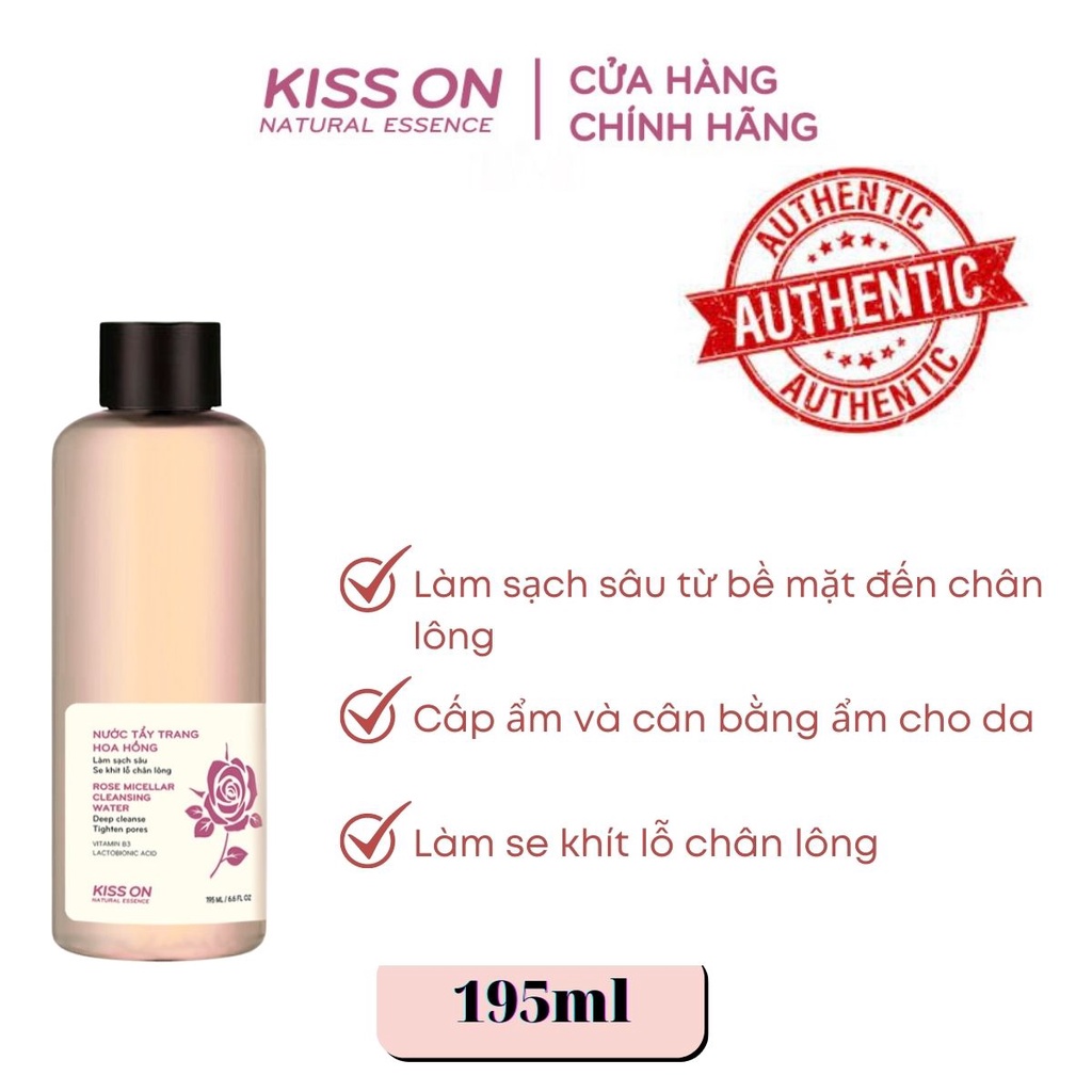 Nước tẩy trang hoa hồng KISS ON 195ml