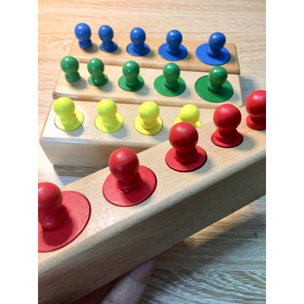 Bộ núm trụ montesorri đồ chơi gỗ thông minh cho bé