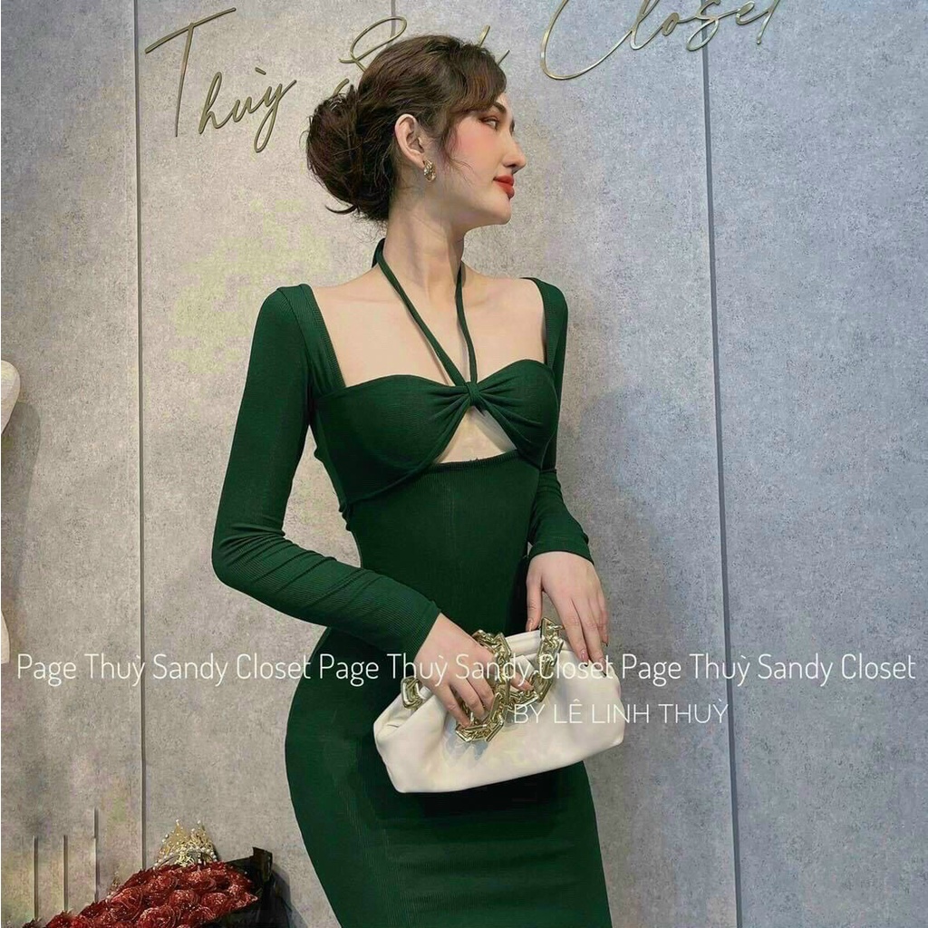 đầm tay dài kiểu cột dây ngực xinh kk