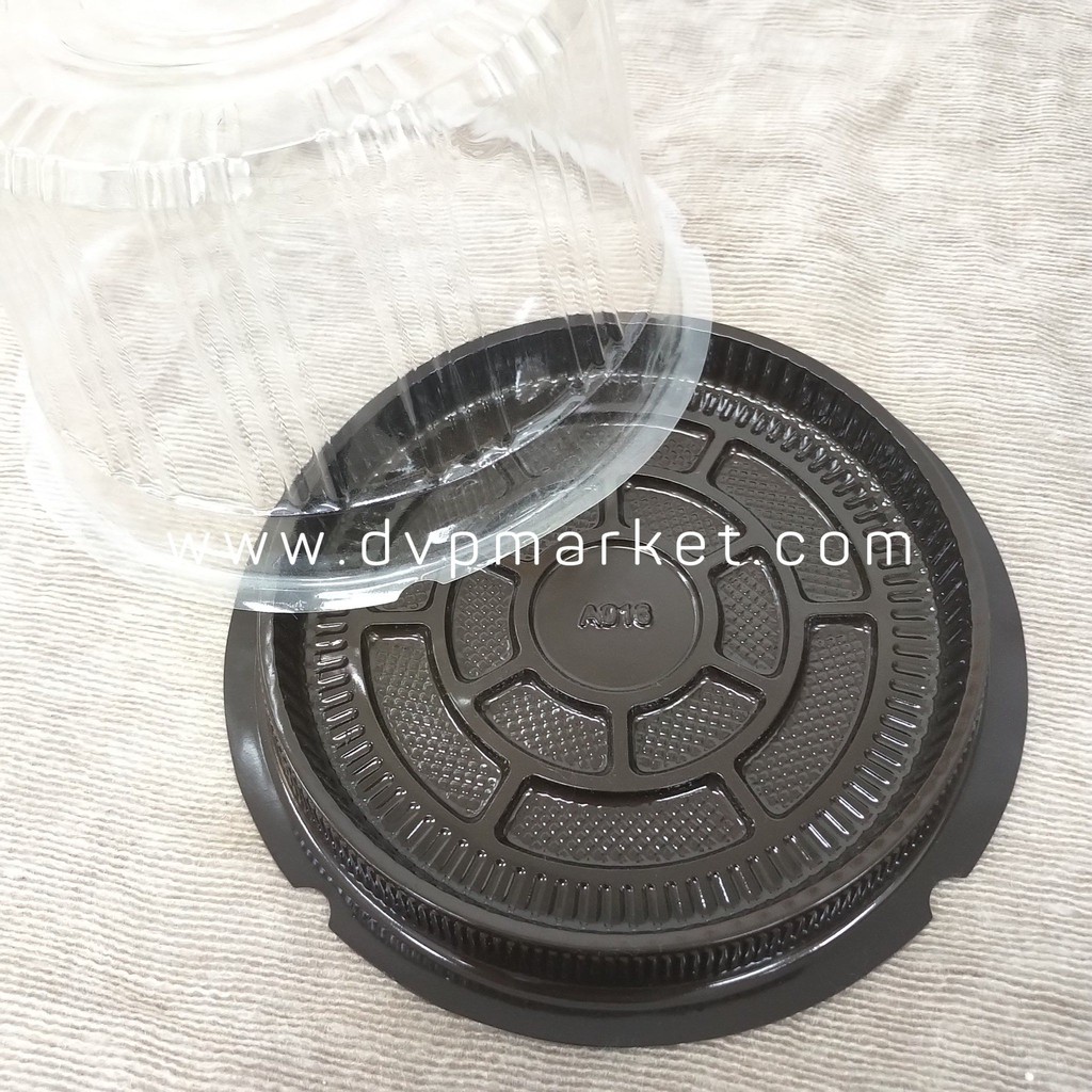Hộp nhựa đựng bánh tròn 16cm đế đen A016 (25c)