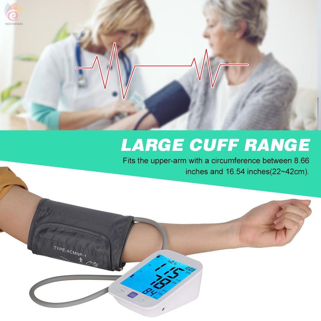 ET U81NH Automatic Upper-arm Blood Pressure Monitor Digital Blood Pressure Meter with Large Cuff Fits 8.7-inch to 16.5-inch Upper-arm Support 2×90 Sets of Data Record Pulse Machine BP Meter for Medical Household Use