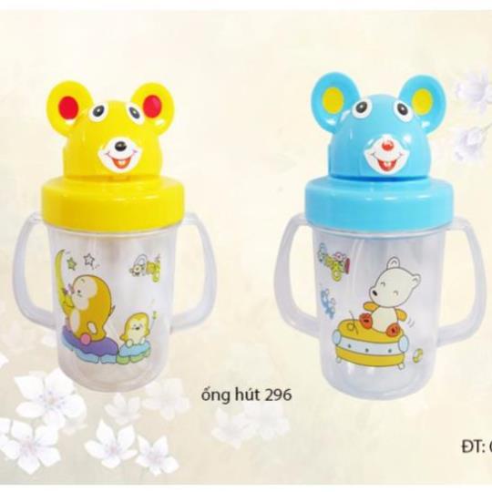 [Kho sỉ]  Cốc Tập Hút Nước Cho Bé Có Tay Cầm Và Ống Hút Nhựa Việt Nhật 280ml