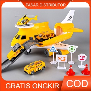 Image of Mainan Anak TRACK AIRCRAFT ENGINEERING Pesawat Besar Kuning Diy Track
