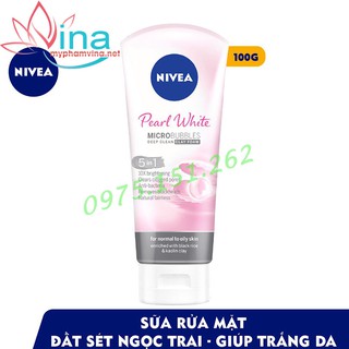 SỮA RỬA MẶT NIVEA PEARL WHITE MICRO BUBBLES DEEP CLEAN CLAY FOAM 5IN1 ĐẤT SÉT NGỌC TRAI LÀM SÁNG DA 100G