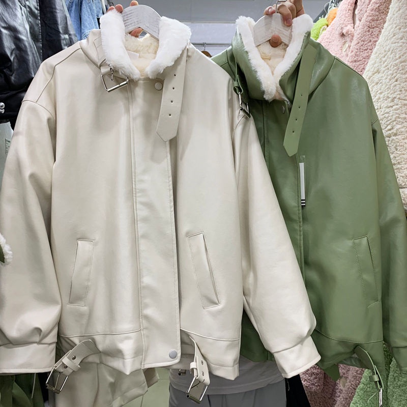 Áo Khoác Lót Lông Cừu Dáng Rộng Thời Trang Mùa Đông Hàn Quốc Plus Size Dành Cho Nữ Dưới 200Kg