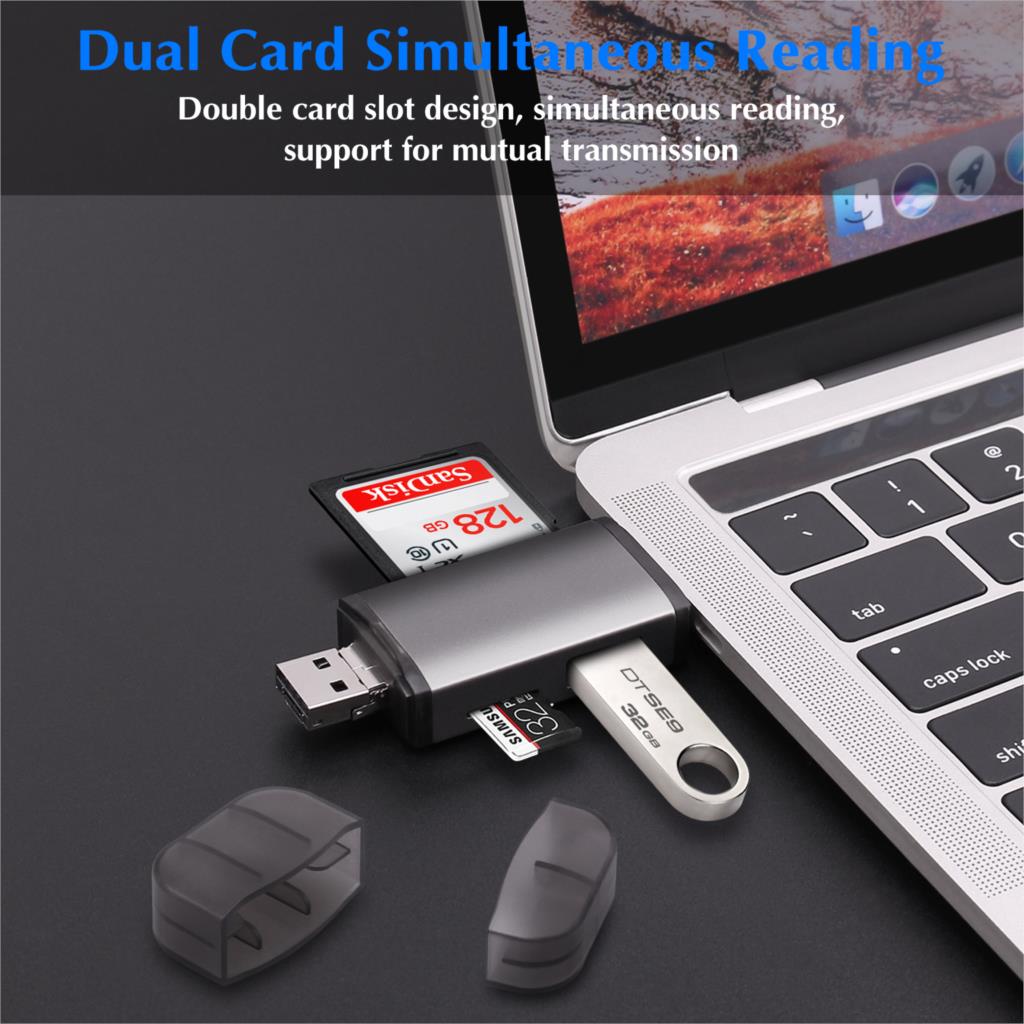 Đầu đọc thẻ Goojodoq chuyển đổi Micro Usb 2.0 Type C sang SD TF OTG | BigBuy360 - bigbuy360.vn