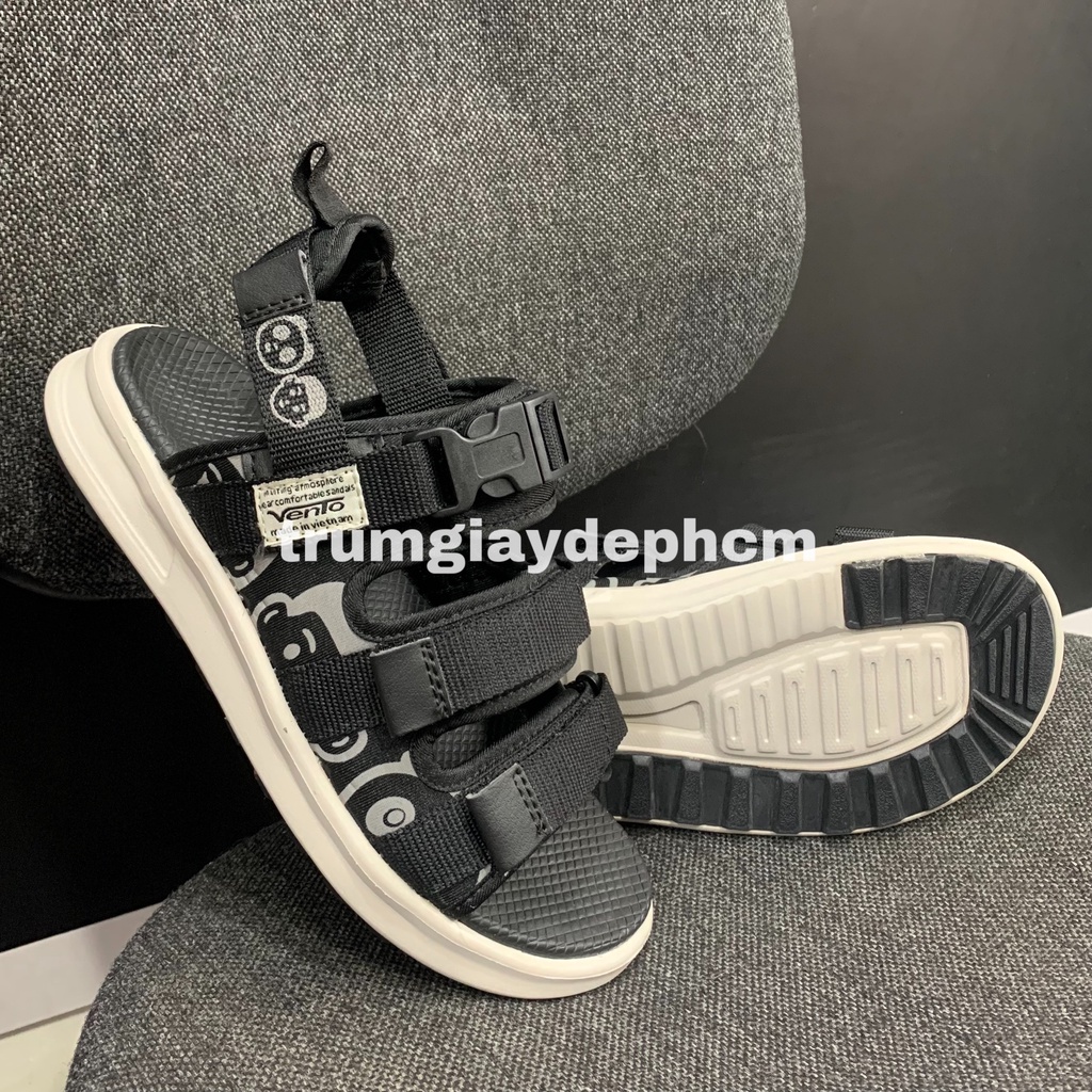 Giày Sandal Vento Nữ NB80 Màu Đen Họa Tiết Streetstyle