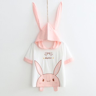 Áo thun hoodie tai thỏ cao cấp siêu cute 966