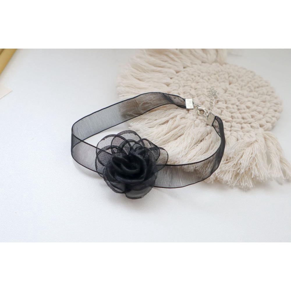 Vòng Cổ choker Vải Tuyn Hoa Hồng