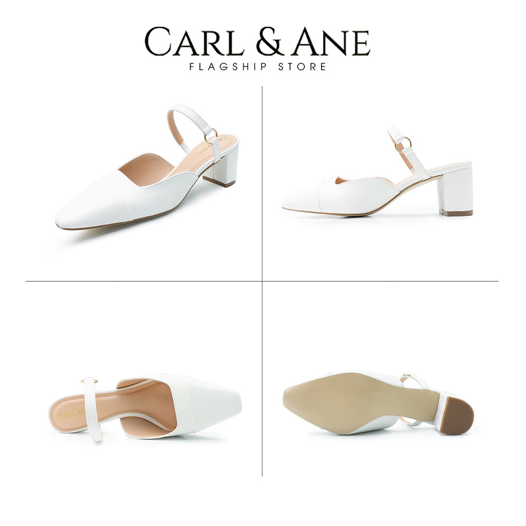 Carl & Ane - Giày cao gót Carl & Ane 2022 vuông mũi nhọn thời trang công sở cao 5cm màu nude - CL024
