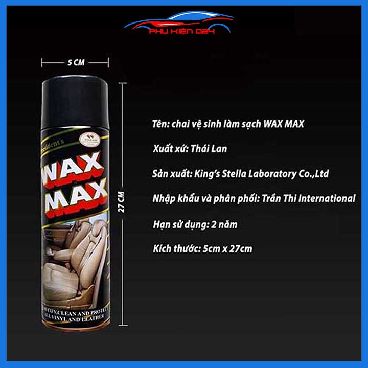 Bình xịt đánh bóng và làm sạch WaxMax làm sạch nội thất ô tô, đồ da