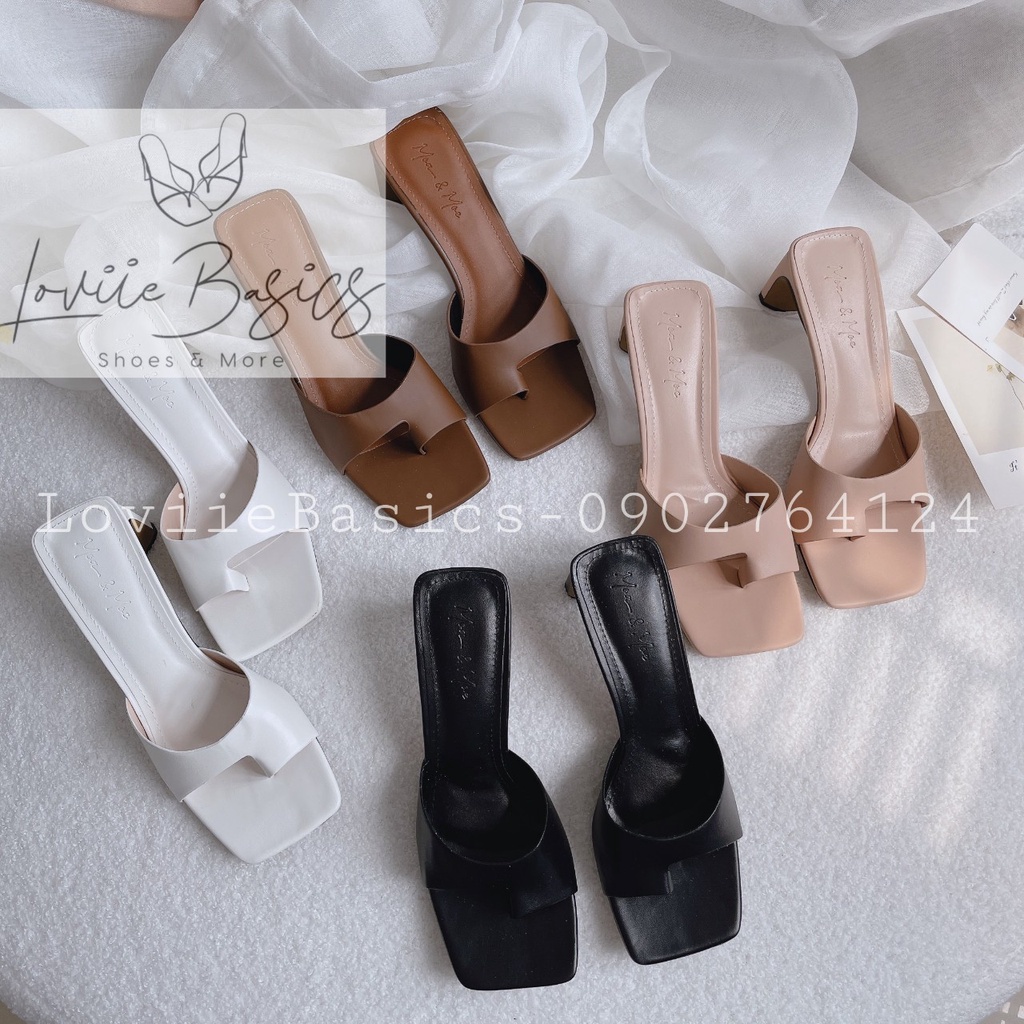 GUỐC CAO GÓT LOVIIE BASICS - DÉP CAO GÓT MŨI VUÔNG 5 PHÂN XỎ NGÓN HÀN QUỐC D200770