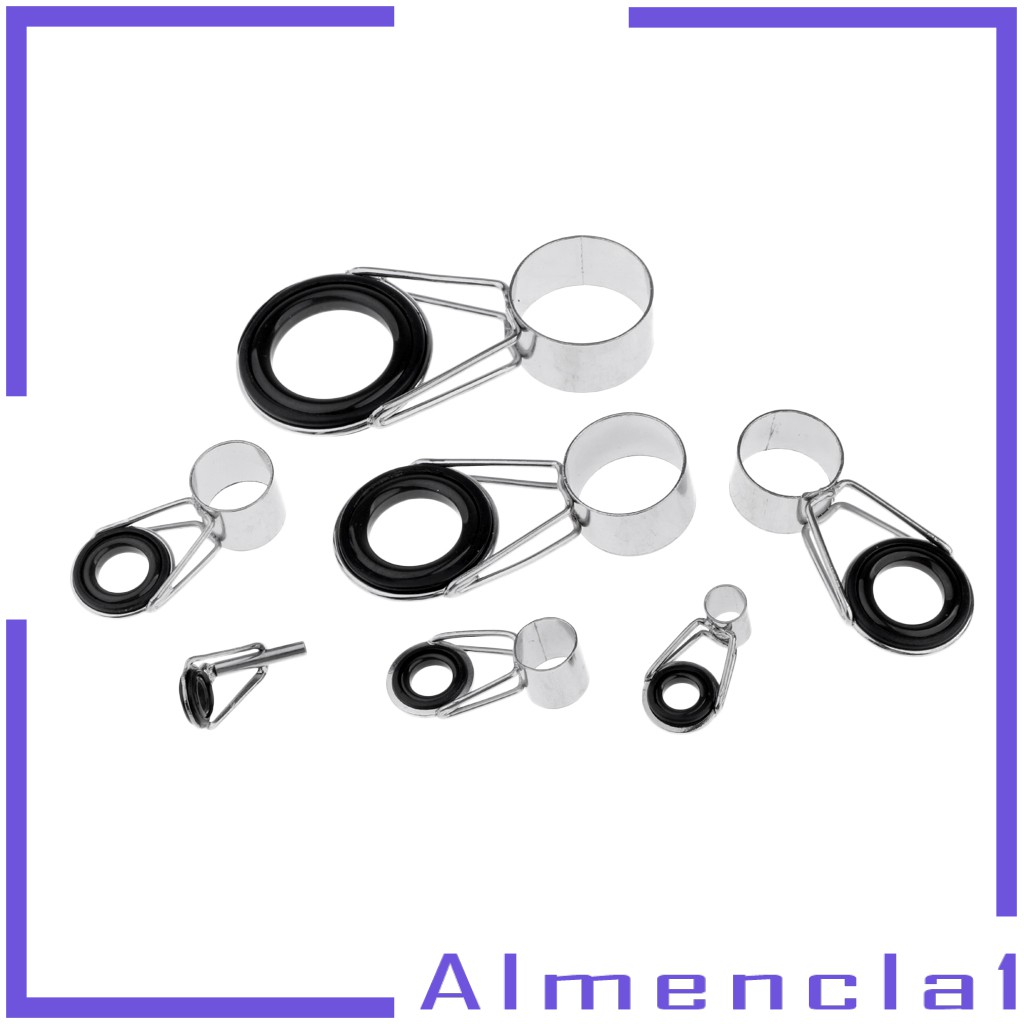 Bộ 7 vòng khoen dẫn dây câu cá bằng thép không gỉ