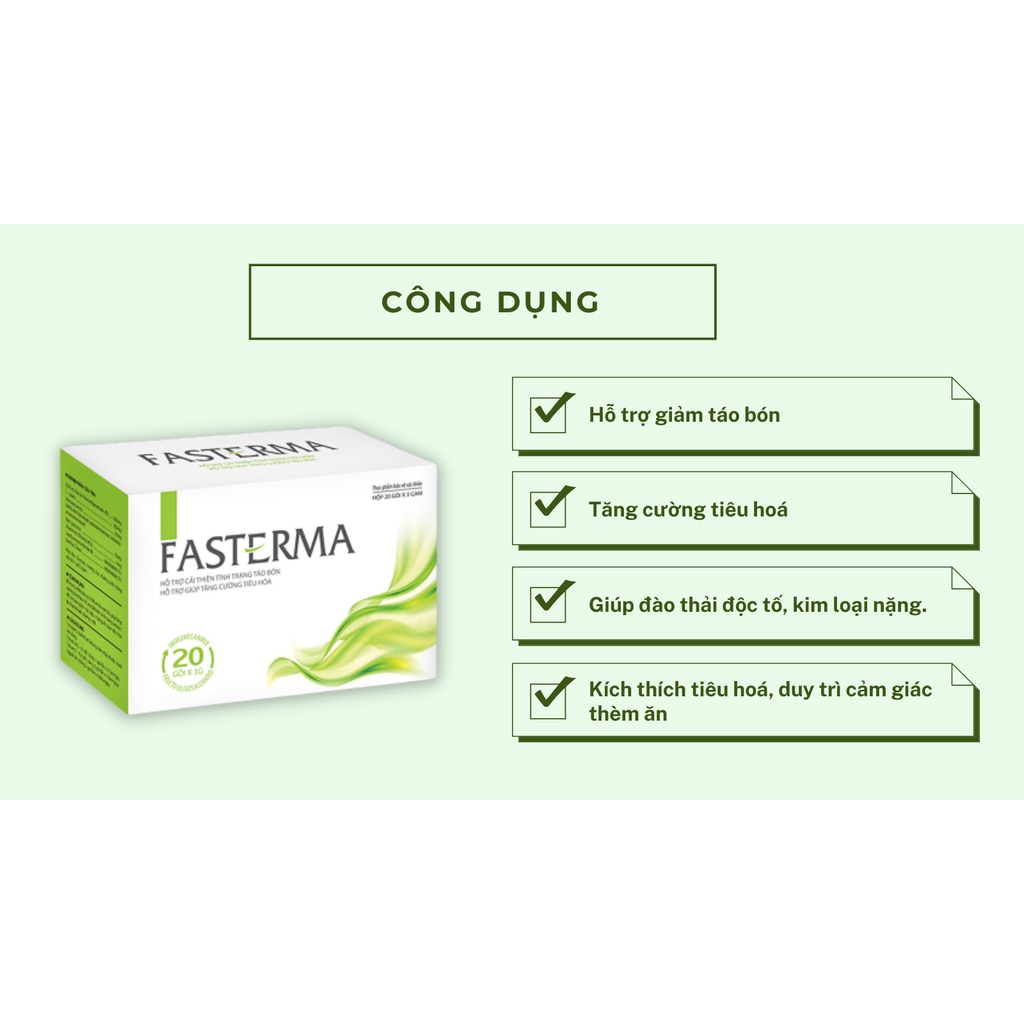 Fasterma hỗ trợ tăng cường tiêu hóa - giảm táo bón hộp 20 gói