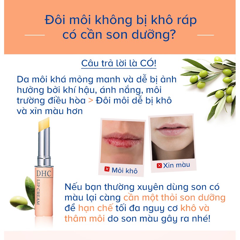 Son dưỡng môi DHC Nhật Bản Lip Cream giữ ẩm môi, dưỡng môi sáng hồng tự nhiên 1.5g