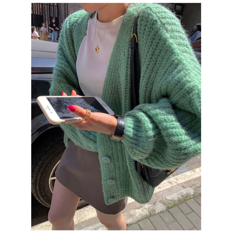 Áo Khoác cardigan Dệt Kim Cổ Chữ v Dáng Ngắn Phong Cách Hàn Quốc Thời Trang Cho Nữ