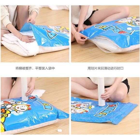 Túi hút chân không set 3 SIZE bọc đựng quần áo chăn màn mền giày dép xếp vali kèm bơm điện, Chống nấm mốc, gọn gàng