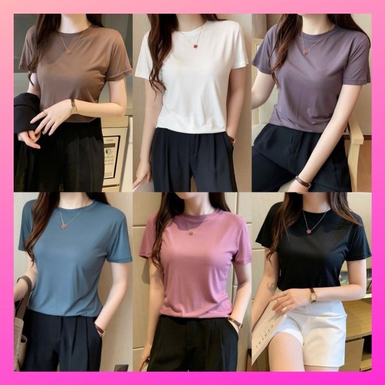 Áo phông trơn 👚Áo phông nữ 👚Áo phông 100% cotton thoáng mát, trẻ trung nhiều màu sắc | BigBuy360 - bigbuy360.vn