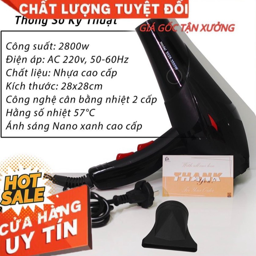 Máy Sấy Tóc, máy sấy, máy sấy tóc 2 chiều Nóng Lạnh Model 5528, Công Suất Lớn 3500W