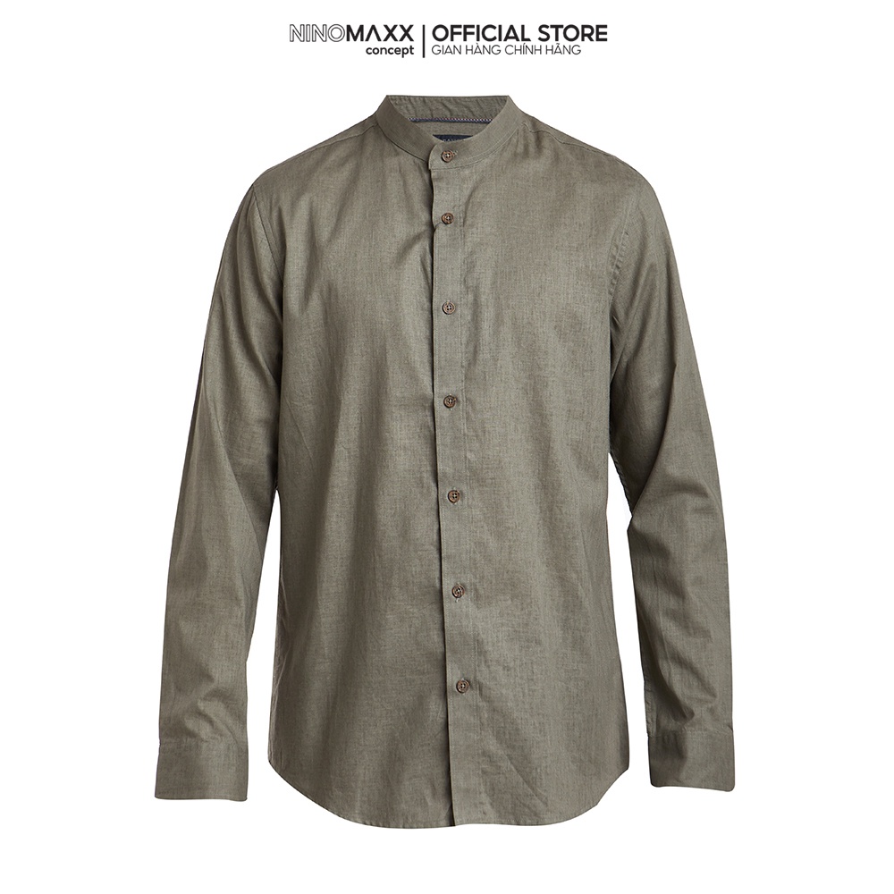 N&amp;M Áo sơ mi thời trang Nam tay dài chất liệu cotton và linen 1908086