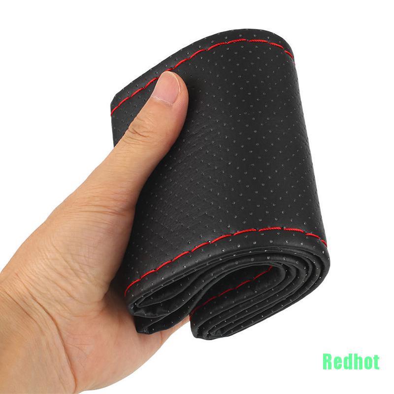 Bọc Vô Lăng Xe Hơi Chất Liệu Da Pu Màu Đỏ Đen 38cm