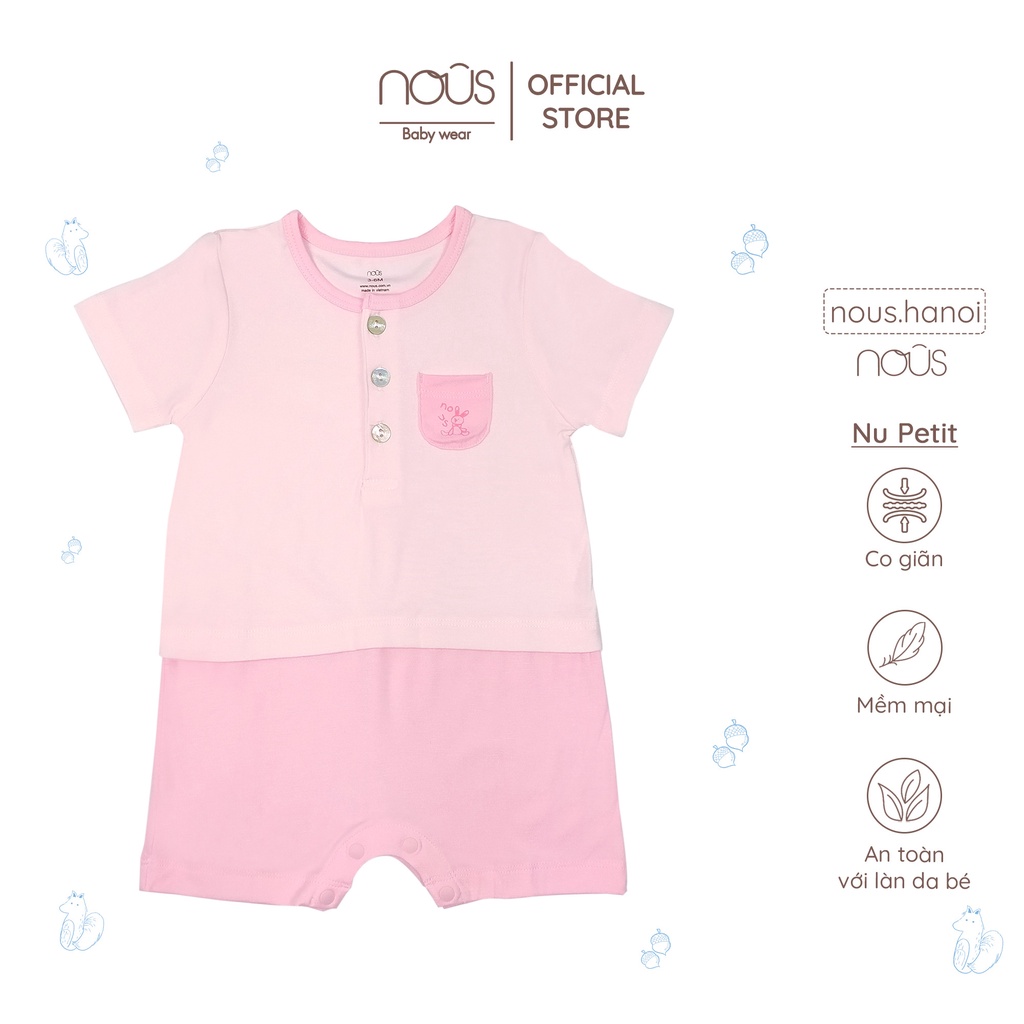 Bộ Body Cộc Petit Hồng Trơn Nous (Size Từ 3 Tháng Đến 12 Tháng)