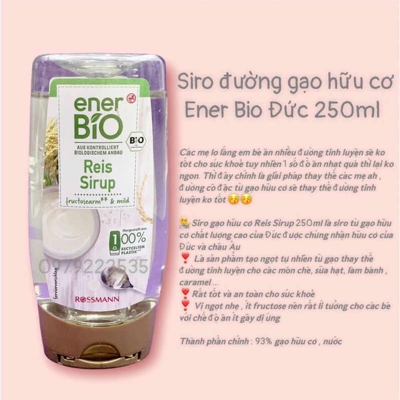 Syrup (Siro) đường gạo hữu cơ Ener Bio Đức 250ml - date 24/1/2023