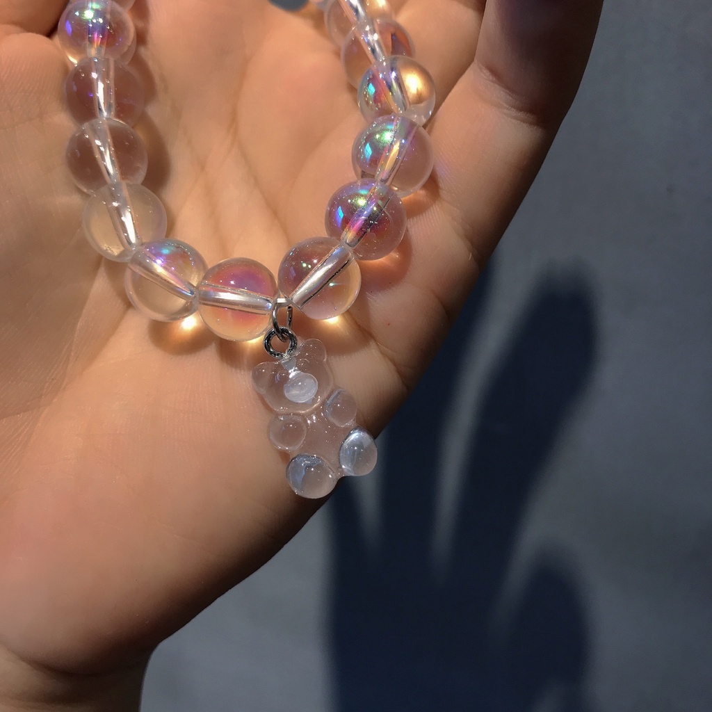 Vòng tay chuỗi hạt pha lê mặt hình gấu phong cách Hàn Quốc cho cặp đôi 22645