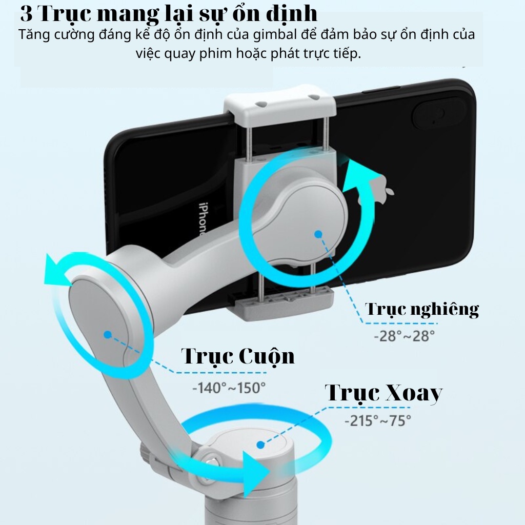 Tay cầm chống rung Gimbal F5 - Gimbal Mini Chống Rung Cho Điện Thoại 3 Trục - Gậy Chống Rung Quay Vlog