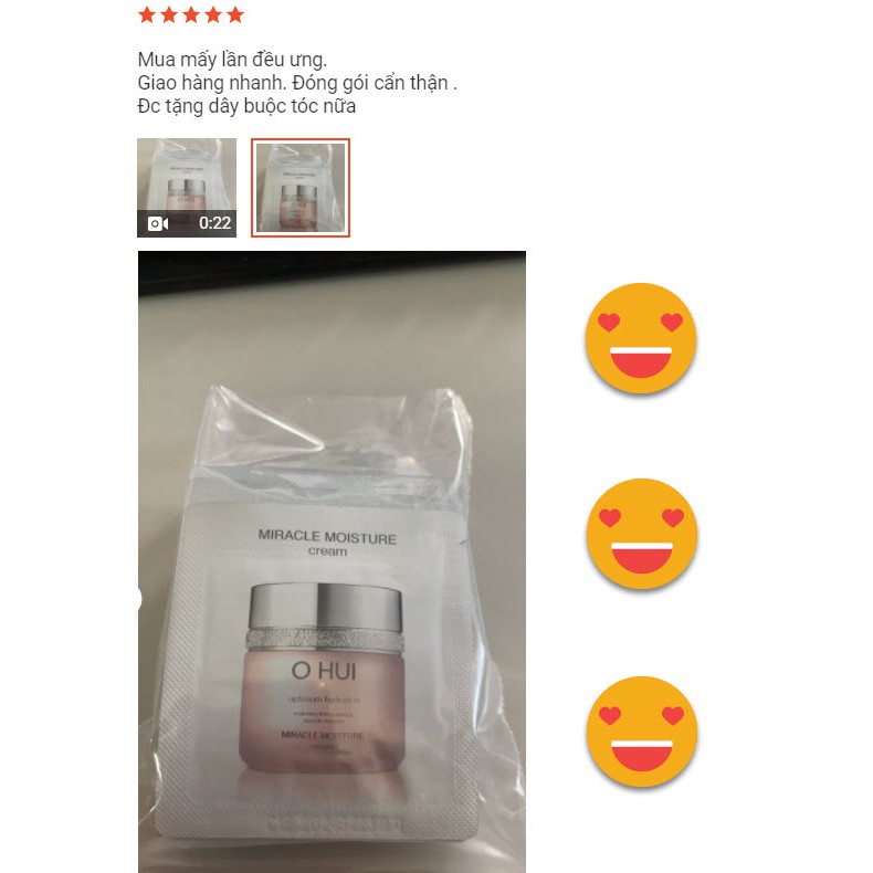 10 gói 1ml Kem dưỡng ẩm sáng hồng da Ohui Miracle Moisture Cream gói 1ml - sáng da, chống lão hóa,trắng hồng